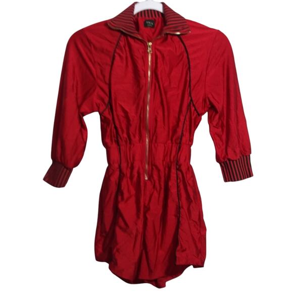 Aria Red Zip-Up Romper Zip Front Stretchy Street Wear Retro Festival Size M - Picture 1 of 8